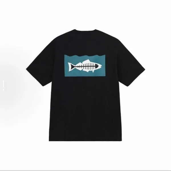 Design Fish Skeleton Graphic Black T-Shirt - 1