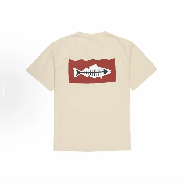 Design Fish Skeleton Graphic Beige T-Shirt - 1
