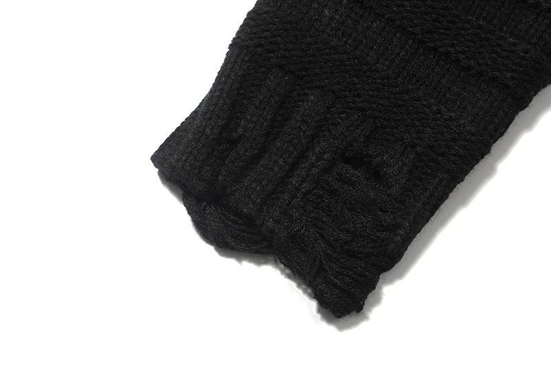 Design Distressed Knit Cardigan Black Outerwear.cardigan - 6