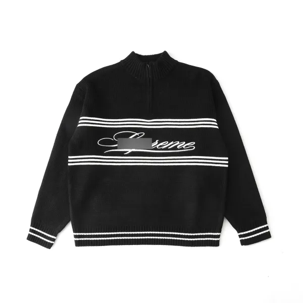 Supreme Script Logo Half-Zip Sweater Black - 1