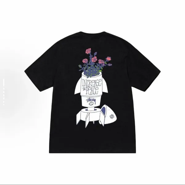 Stussy Increase The Peace Rocket Floral T-Shirt Black - 1