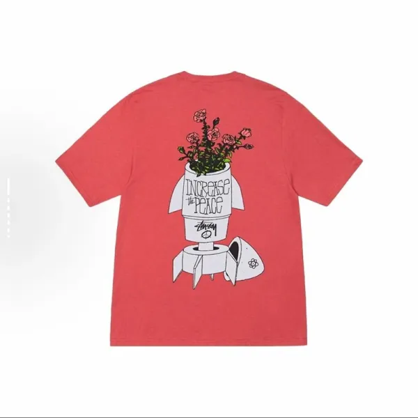 Stussy Increase The Peace Rocket Floral T-Shirt Red - 1