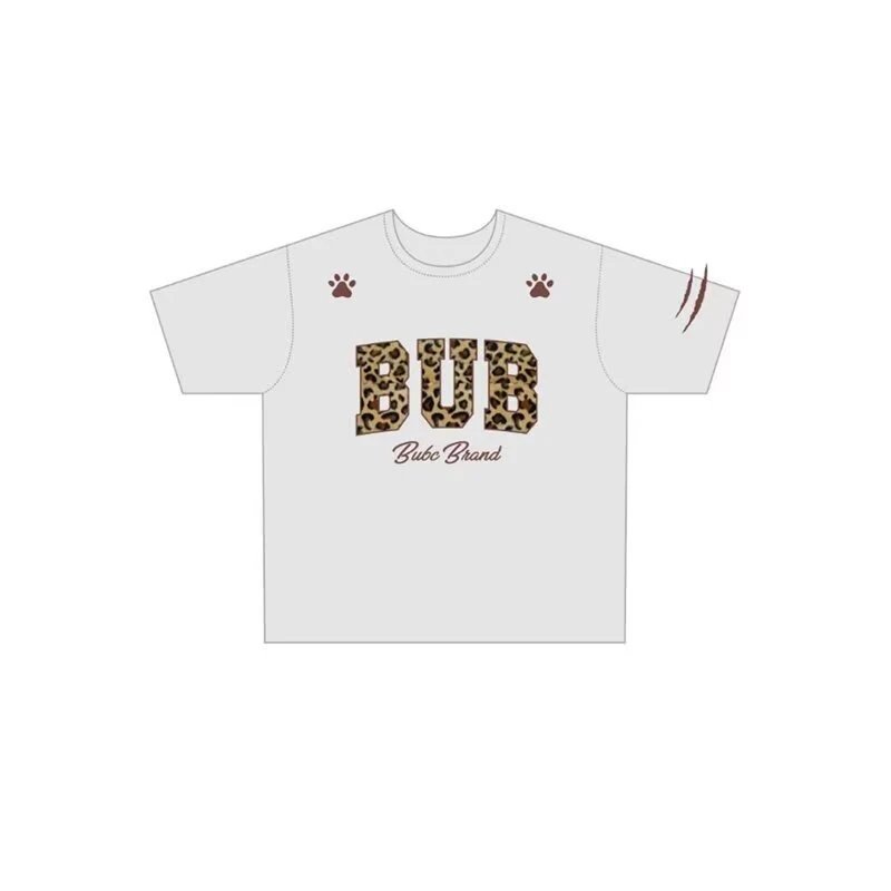Design Bubu Buanb Leopard Print Logo T-Shirt Black T-Shirts - 3