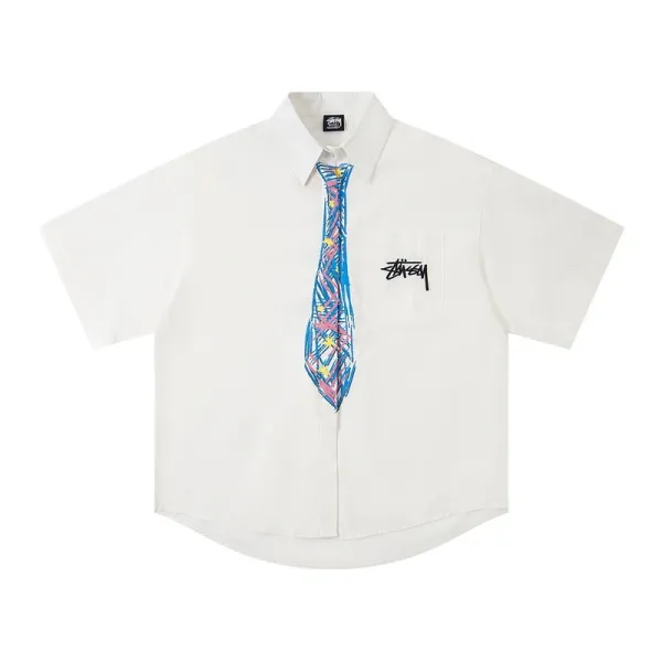 Stussy Tie-Print Short-Sleeve Shirt White - 1
