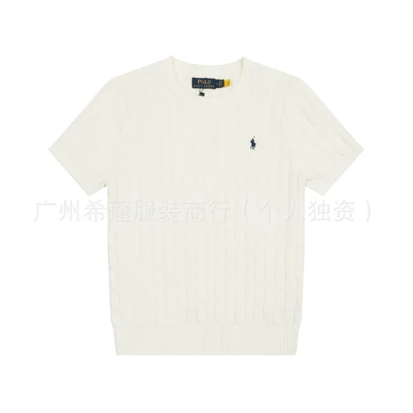 Polo Ralph Lauren Cable Knit Short Sleeve Sweater White - 1