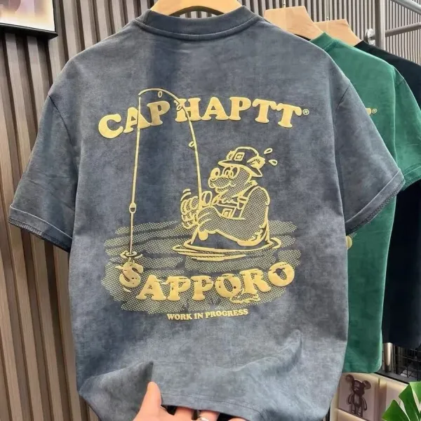 Carhartt Work In Progress Sapporo Fishing Graphic T-Shirt Blue - 1