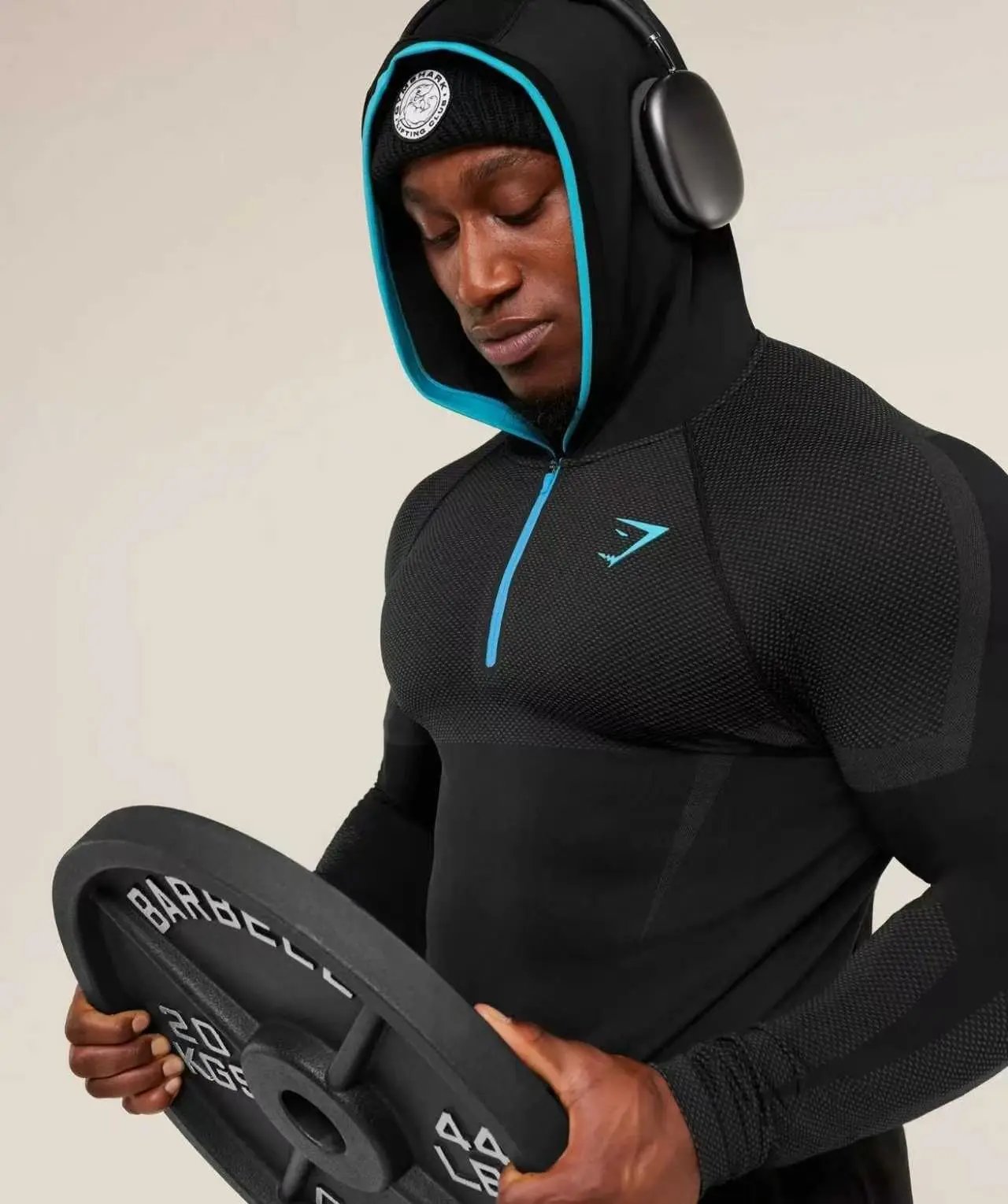 Gymshark Apex Half-Zip Hoodie Black and Forest Green - 13