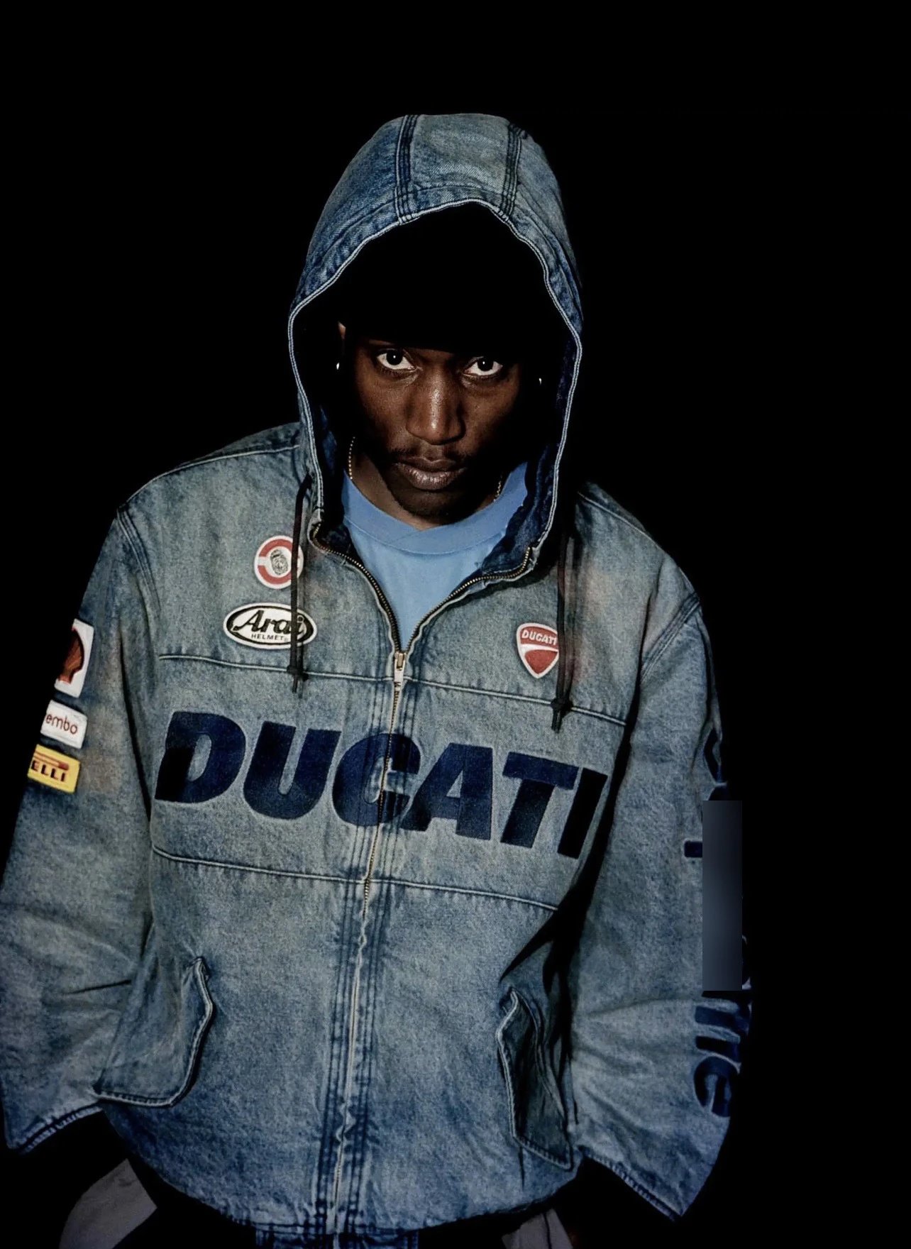 Supreme Denim Hooded Jacket Light Wash Blue Outerwear - 27