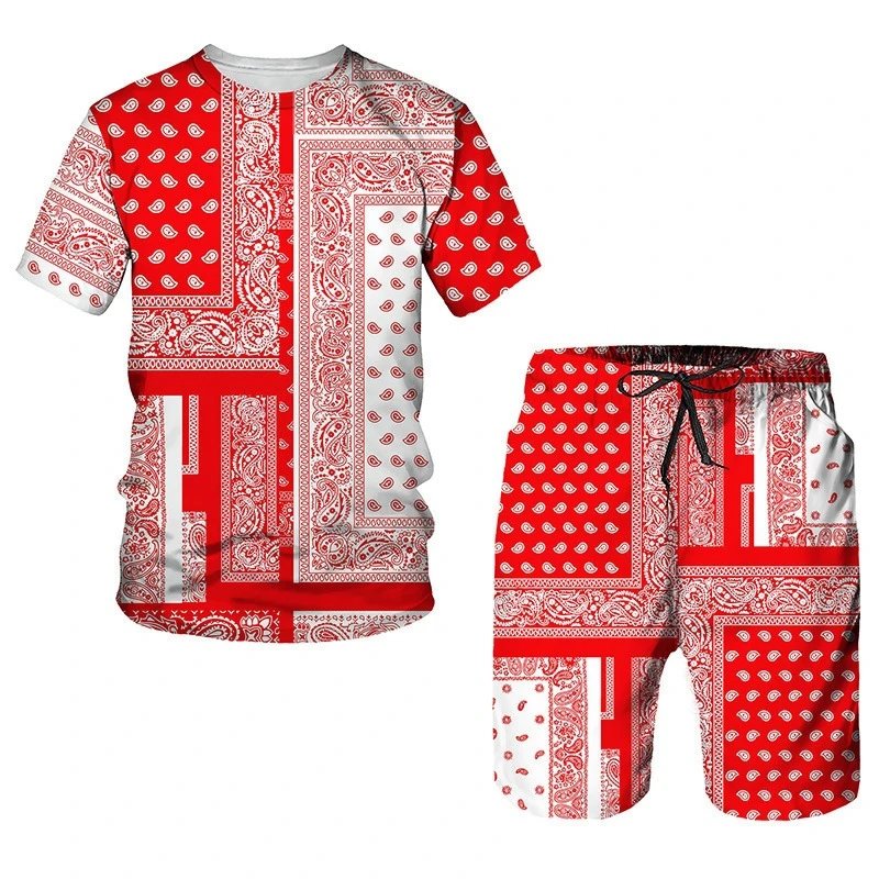 Design Bandana Print Purple Set T-Shirt and Shorts - 6
