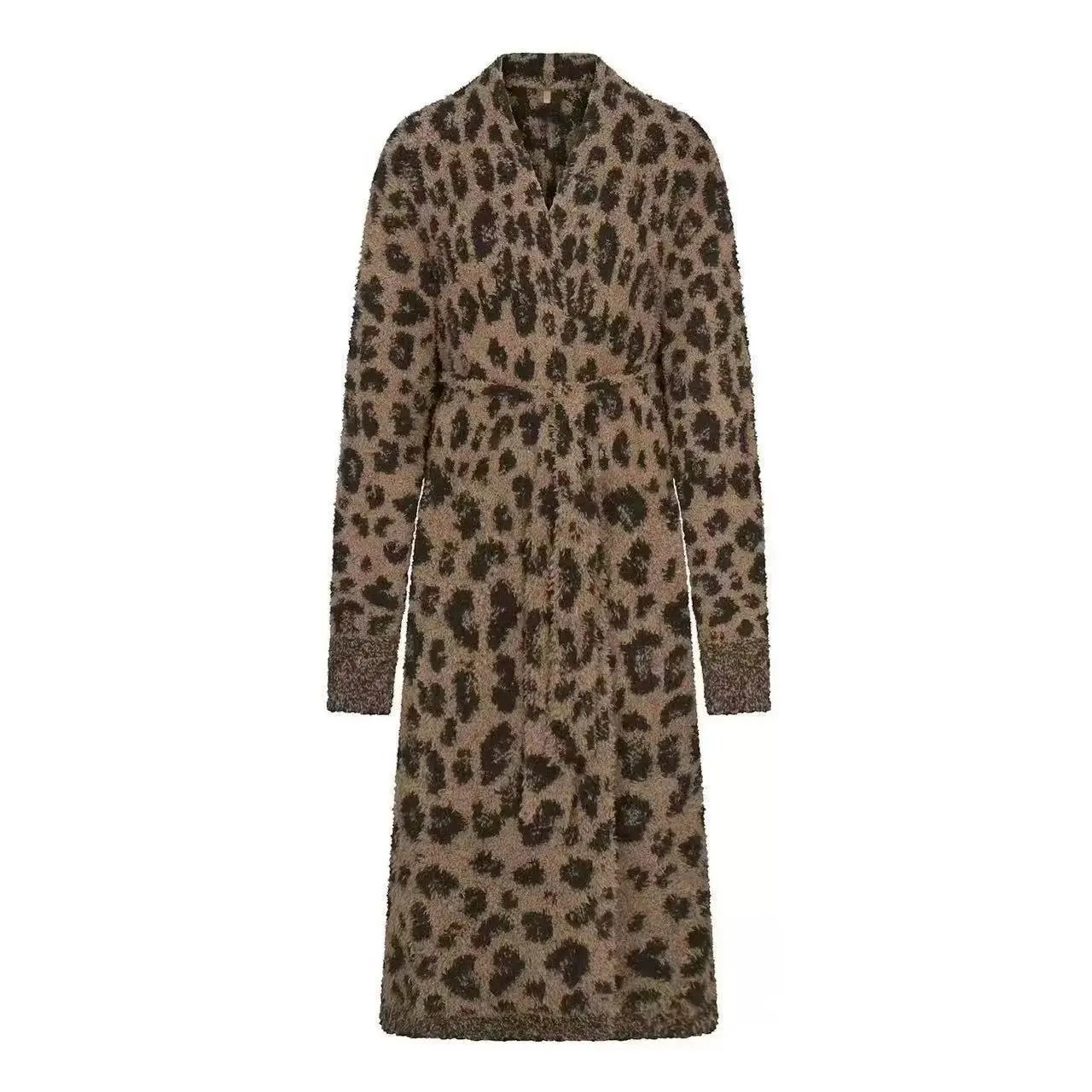 Design Leopard Print Wide-Leg Knit Pants - 8