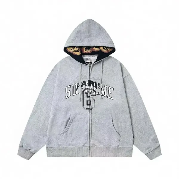 Supreme Archive Logo Zip-Up Hoodie Gray - 1