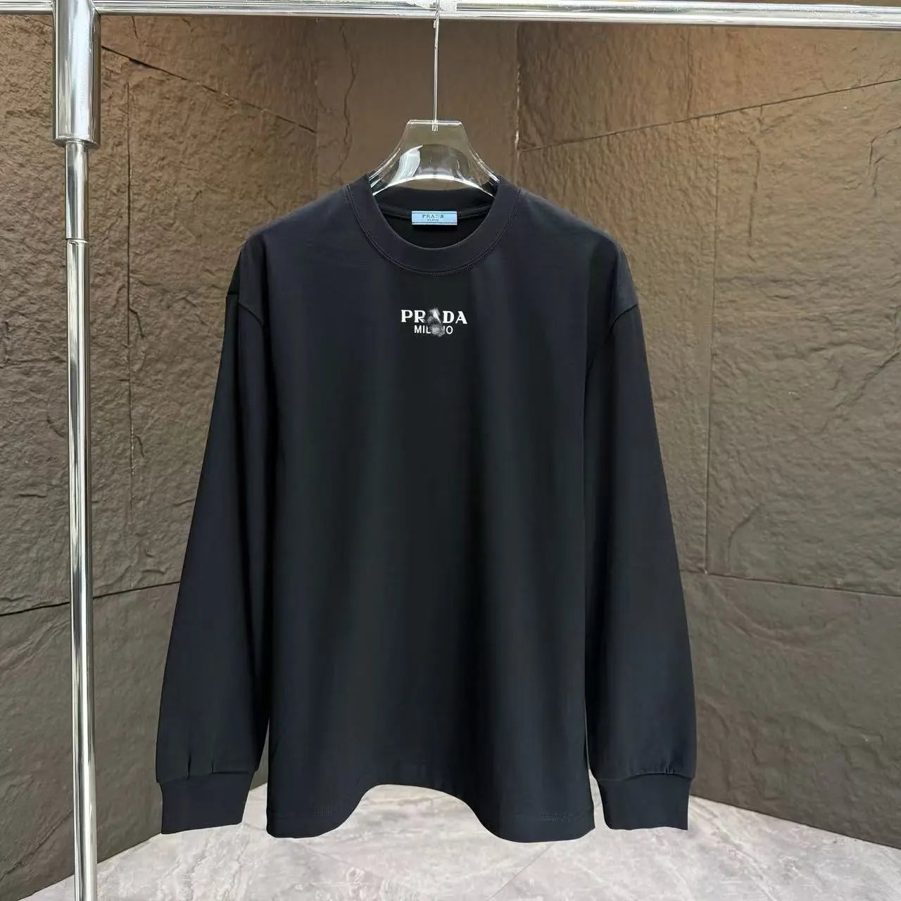 Prada Logo Trim Long-Sleeve T-Shirt White - 11