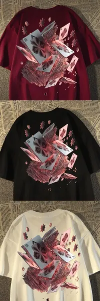 Design Playing Card Explosion Graphic T-Shirt Burgundy - 2