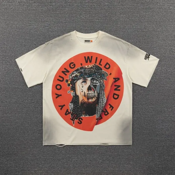 Design Rough Trade Stay Young, Wild, And Free Graphic T-Shirt White T-Shirts - 1