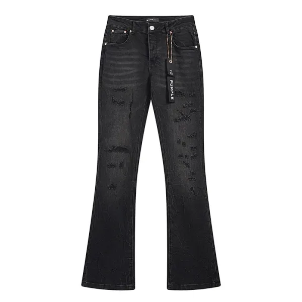 Design Abstract Paint Splatter Washed Denim Jeans - 13