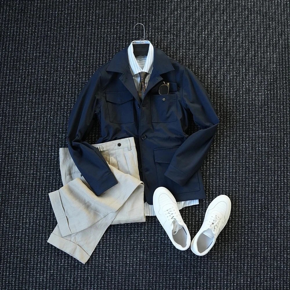 Design Utility Jacket Navy Blue Outerwear - 3