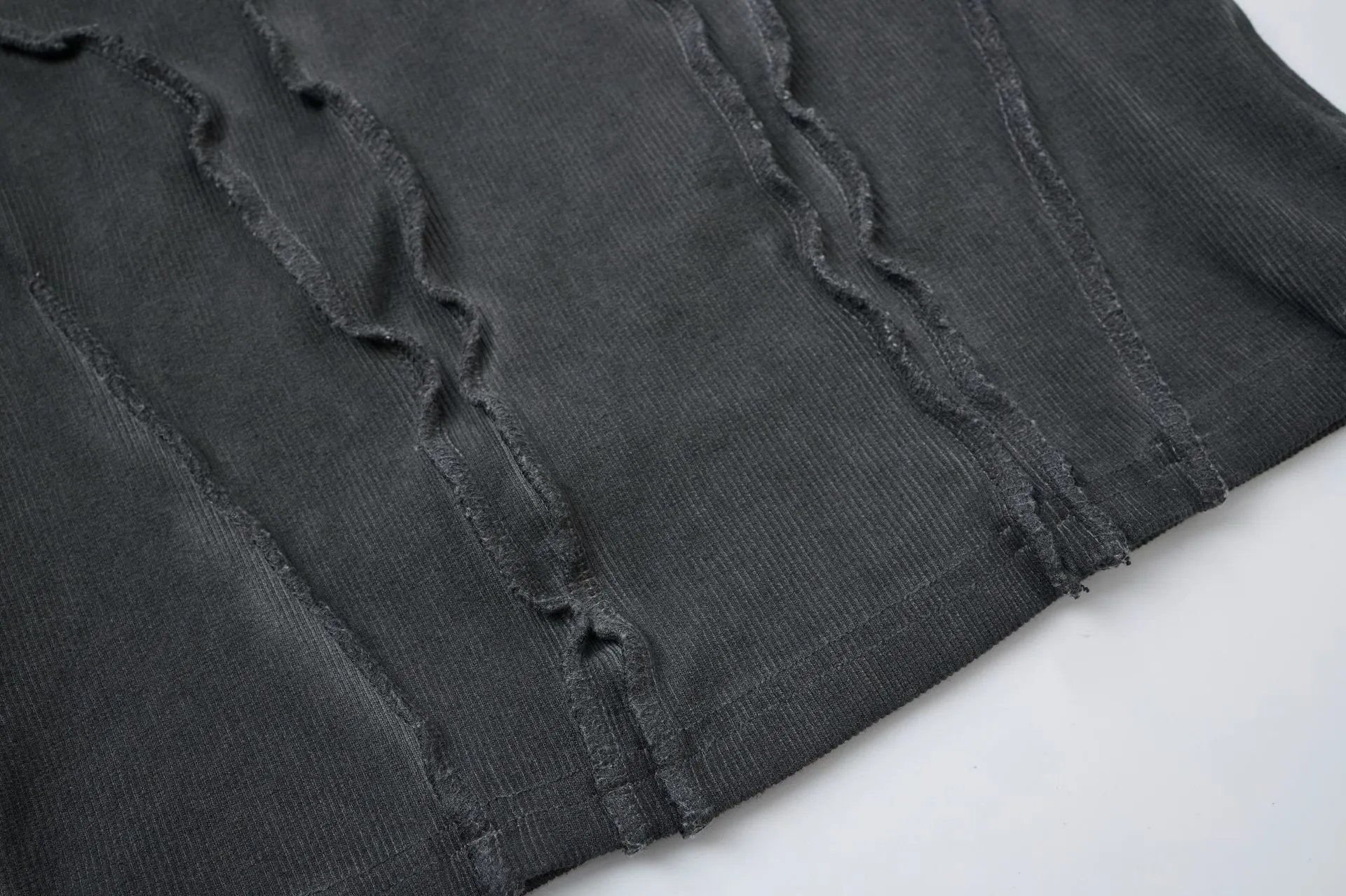 Design Corduroy Distressed Sleeveless Top Gray Vest Top - 15