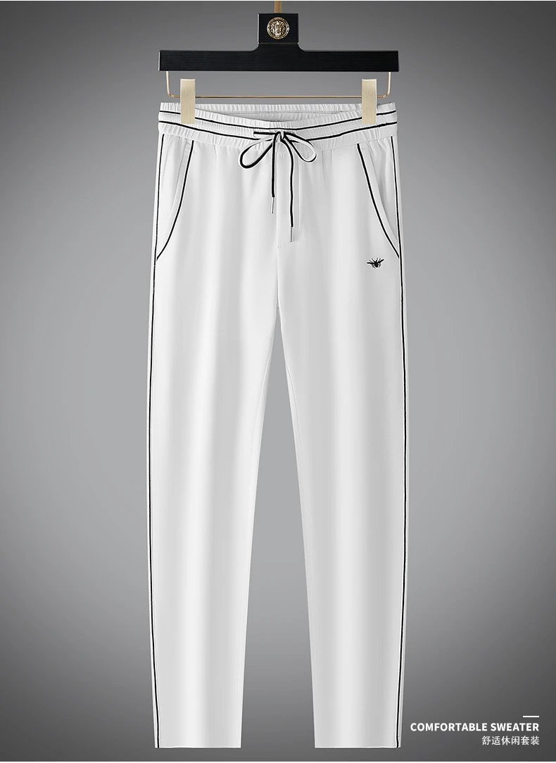 Design Black Contrast Trim Set T-Shirt and Jogger Pants - 14