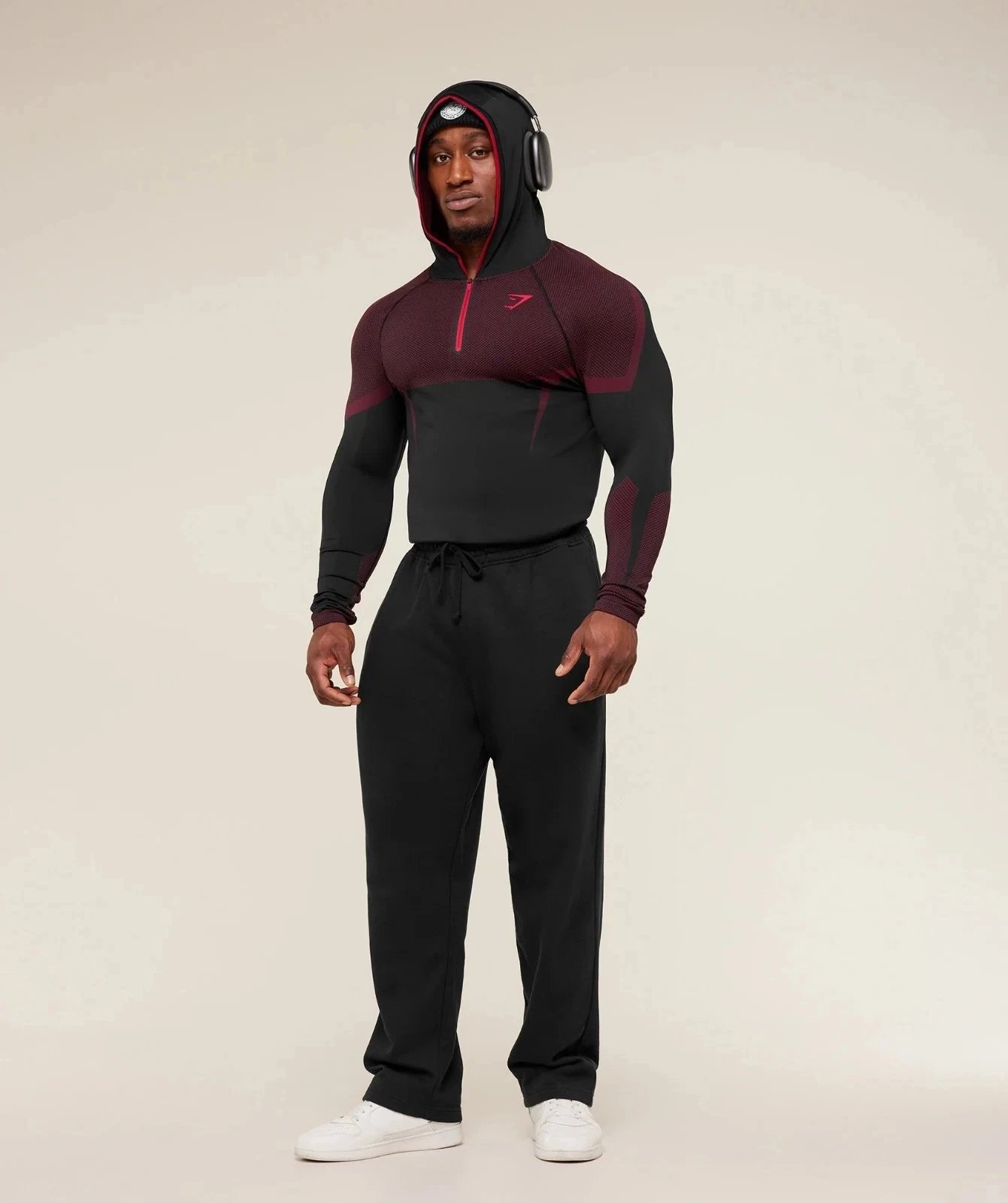 Gymshark Apex Half-Zip Hoodie Black and Forest Green - 21