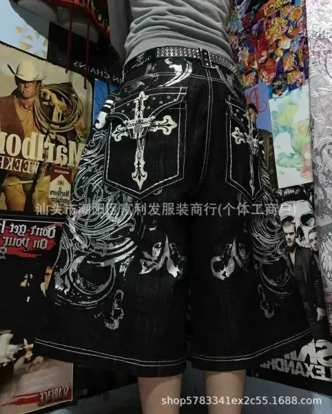 Chrome Hearts Cross Embroidered Black Denim Shorts - 5