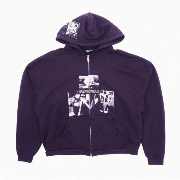 Gallery Dept Collage Print Zip-Up Hoodie Purple - 1