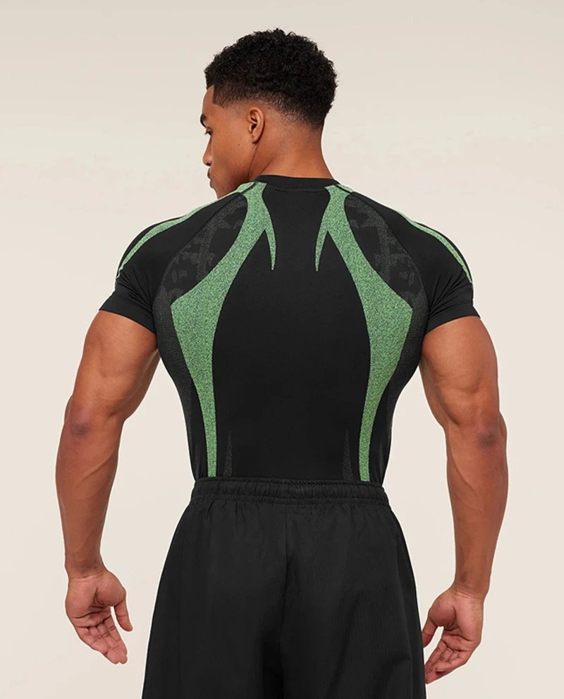 Gymshark Flame Print Compression T-Shirt Black Base Layer - 9