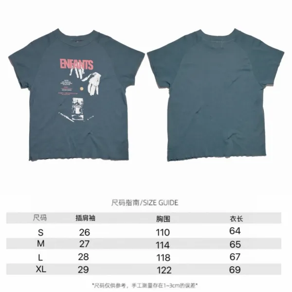 Enfants Riches Déprimés Graphic Print Raglan T-Shirt Slate Blue - 1