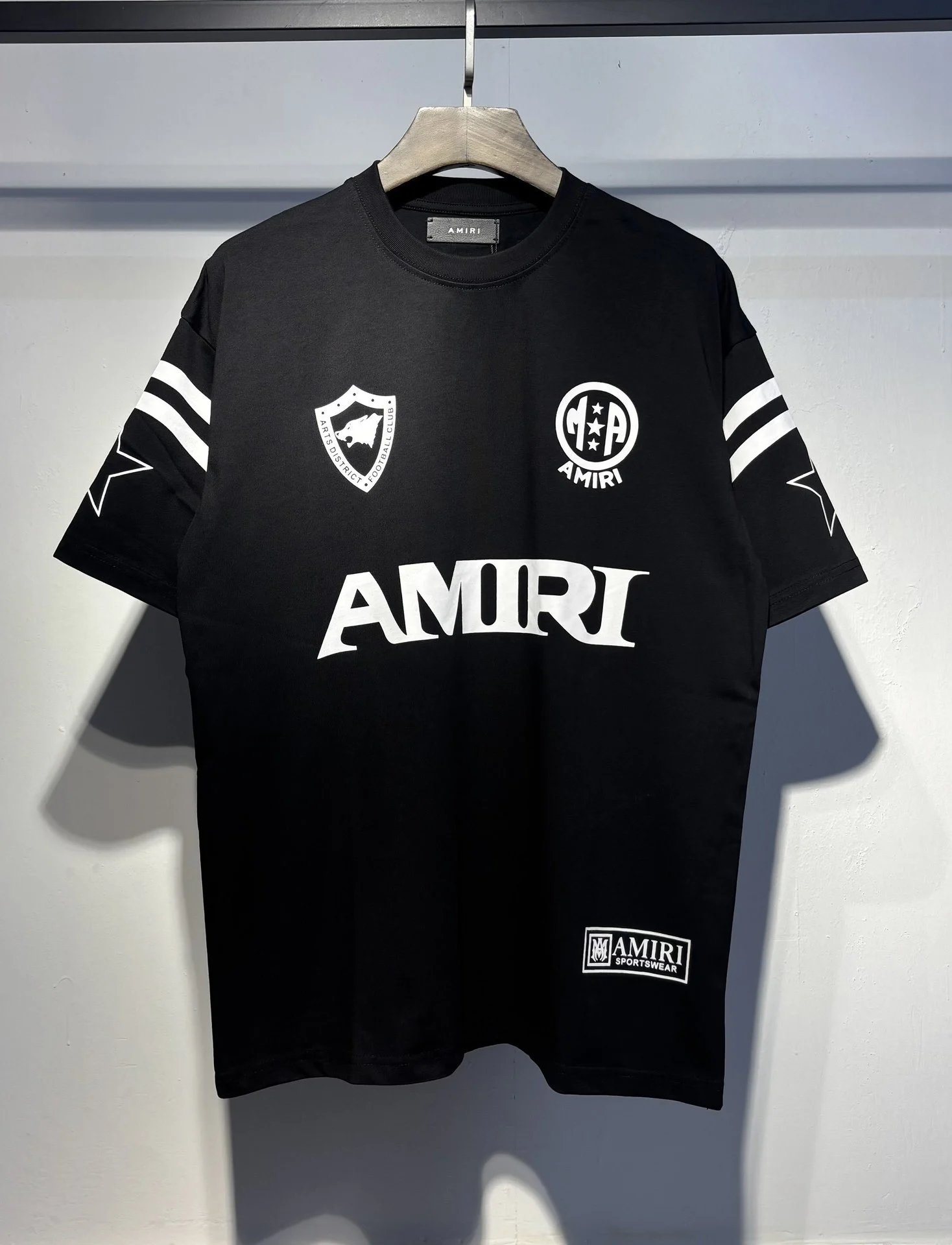 Amiri Logo Embroidered Black Polo with White Trim Polo Shirt - 23