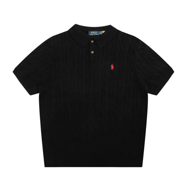 Polo Ralph Lauren Cable Knit Short Sleeve Sweater Purple - 6