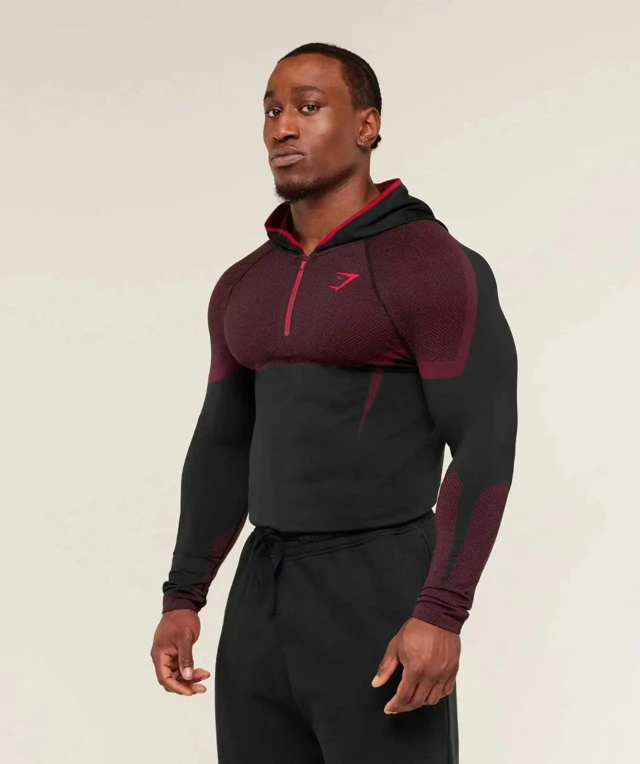 Gymshark Apex Half-Zip Hoodie Black and Forest Green - 24