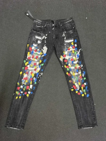 Design Paint-Splatter Distressed Black Jeans - 1
