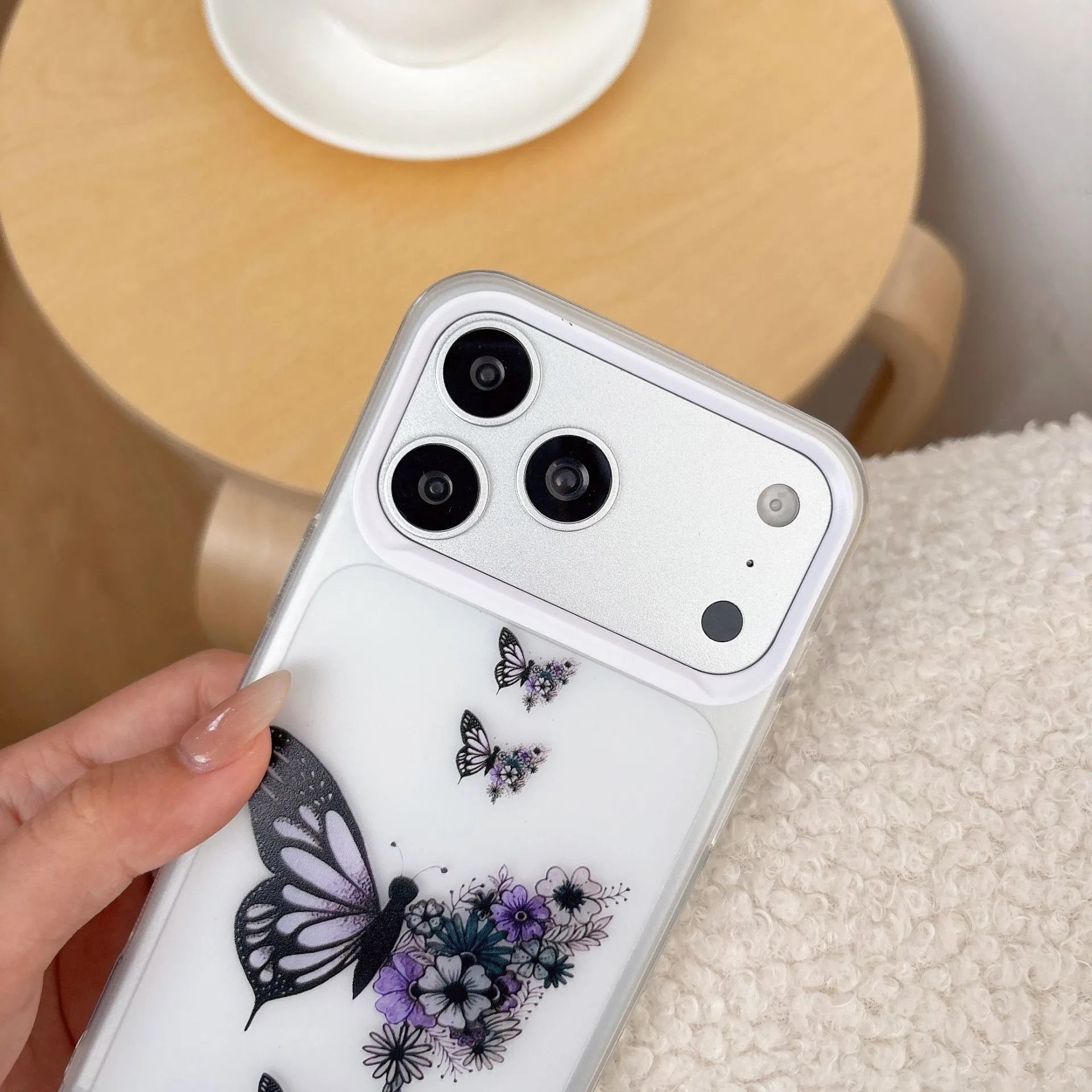 Design Butterfly Floral Print Transparent Phone Case - 11