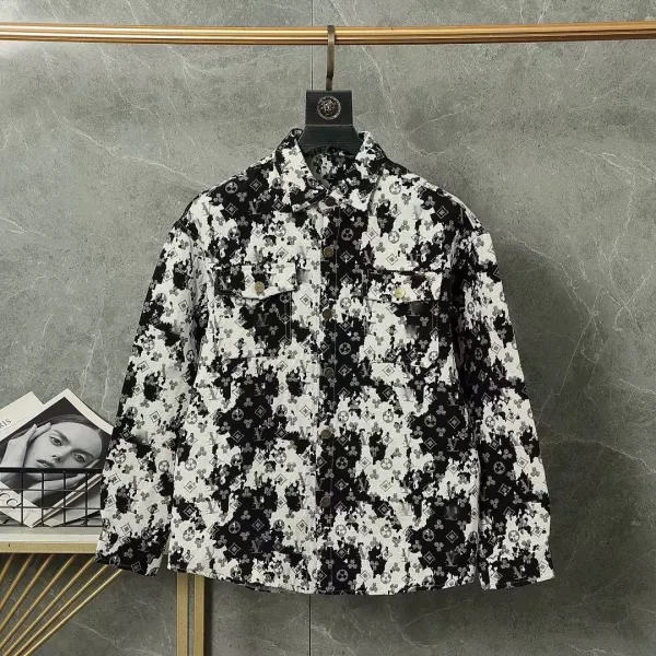 Louis Vuitton Monogram Camouflage Shirt Jacket Black and White Outerwear - 1