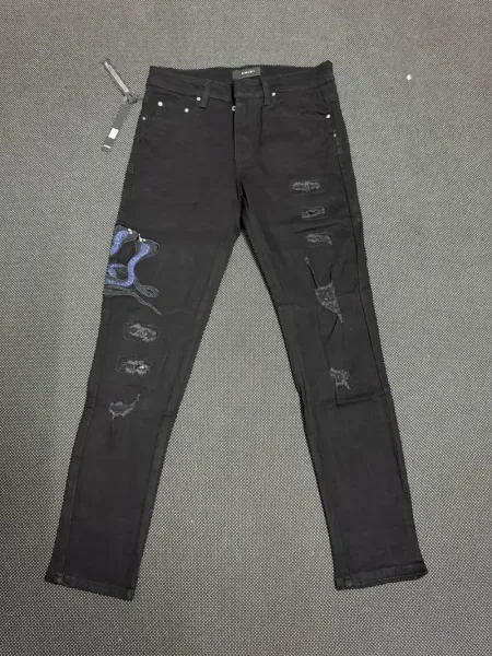 Amiri Embroidered Logo Distressed Slim Fit Jeans - 23