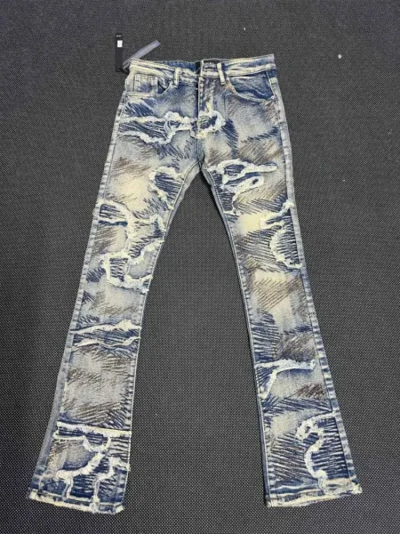 Amiri Distressed Paint-Splatter Denim Jeans Blue - 1