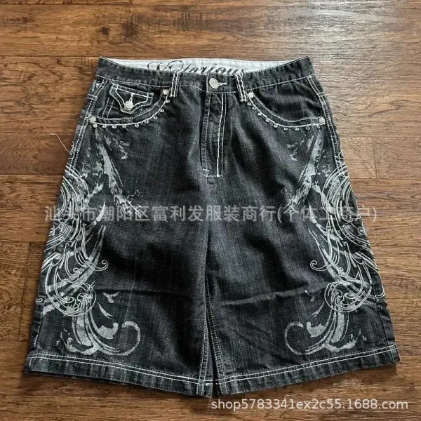 Chrome Hearts Cross Embroidered Black Denim Shorts - 6