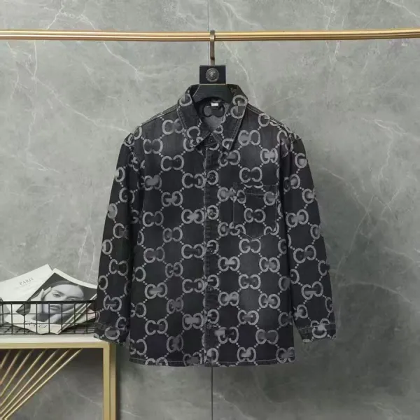Gucci GG Monogram Denim Shirt Black - 1