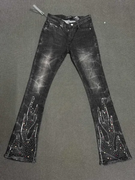 Amiri Flame Embellished Flared Jeans Black - 1