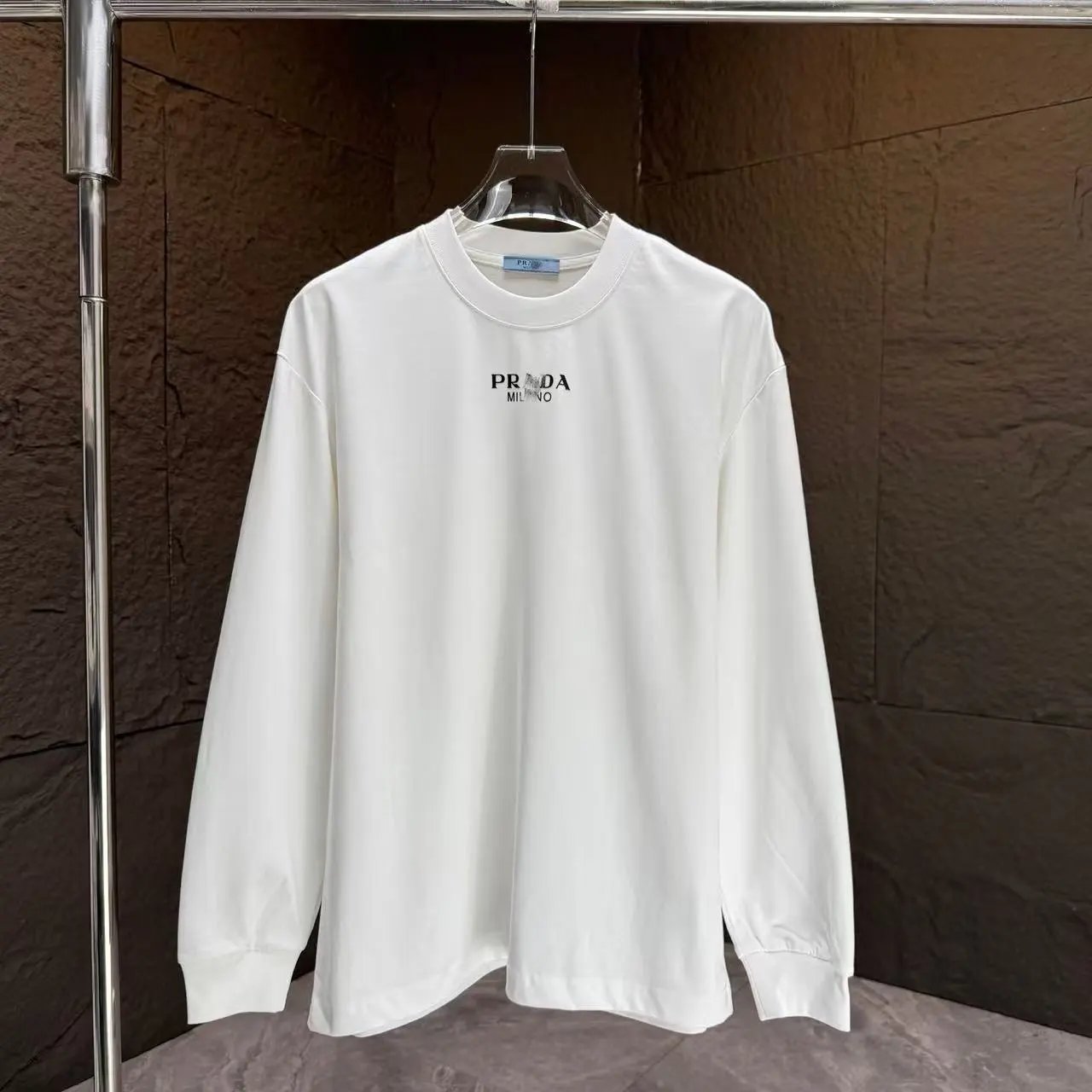 Prada Logo Trim Long-Sleeve T-Shirt White - 9