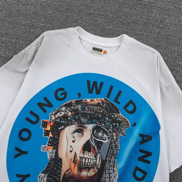 Design Rough Stay Young, Wild, And Free Graphic T-Shirt Black T-Shirts - 11
