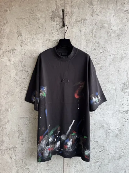 Balenciaga Paint Splatter Oversized T-Shirt Black Multicolor - 5