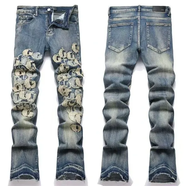 Amiri Embroidered Logo Distressed Slim Fit Jeans - 3