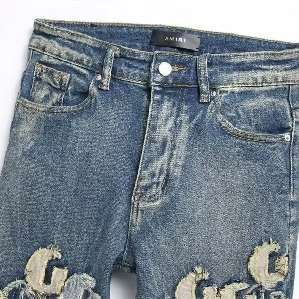 Amiri Embroidered Logo Distressed Slim Fit Jeans - 6