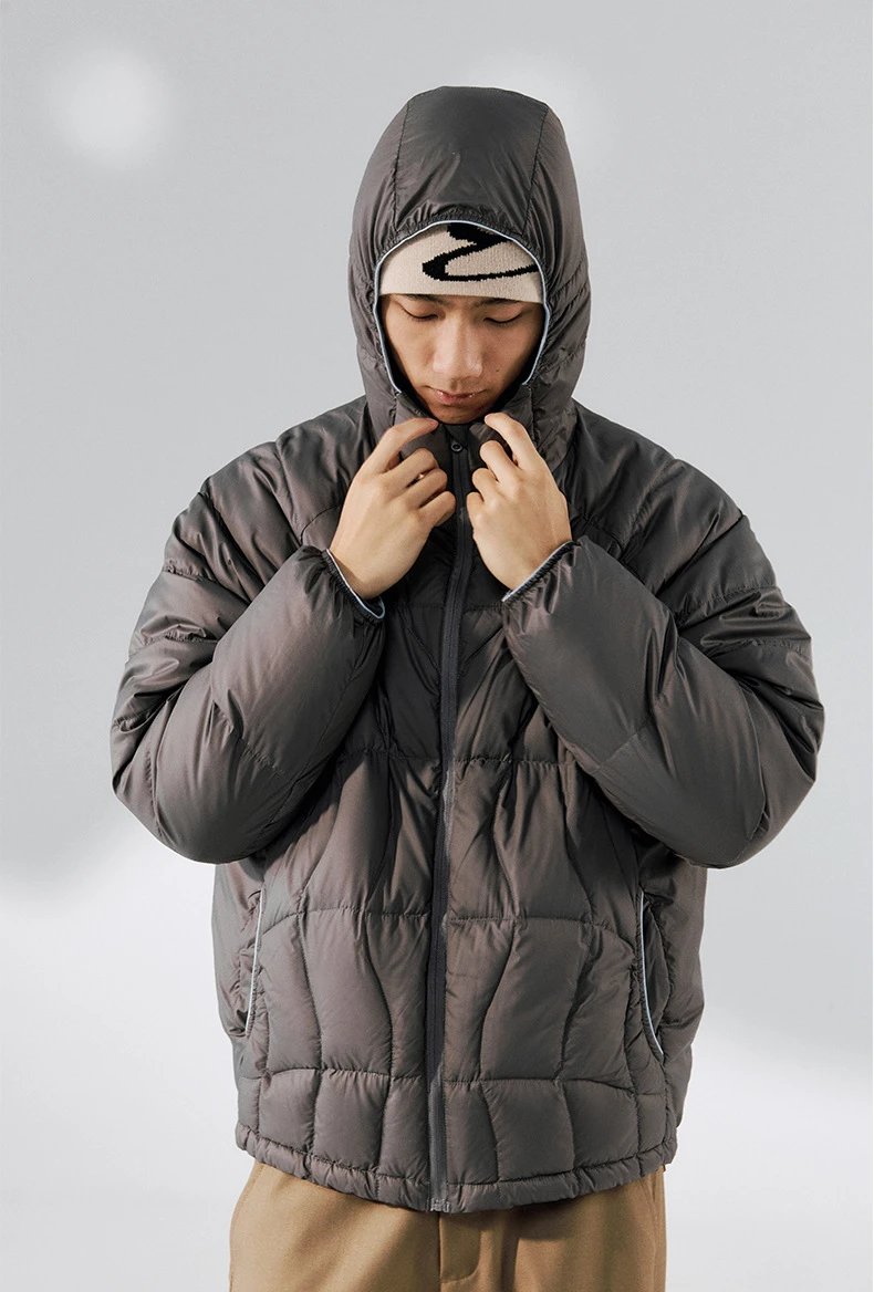 Design Quilted Hooded Puffer Jacket Black Down Jacket - 12