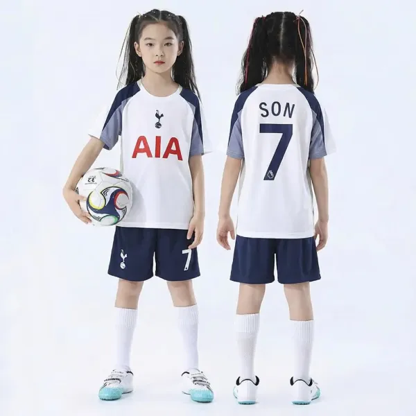 Tottenham Hotspur Son Heung-Min #7 Youth Home Kit White / Navy Jersey and Shorts Set - 1