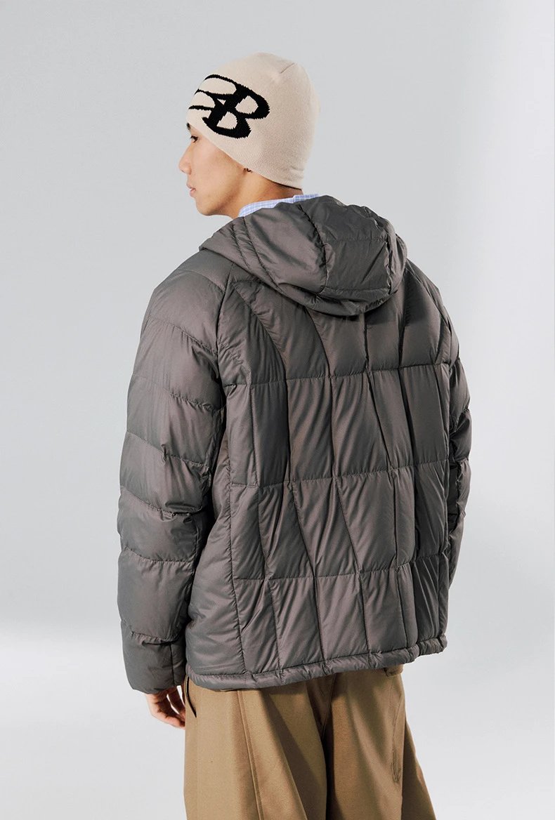 Design Quilted Hooded Puffer Jacket Black Down Jacket - 14