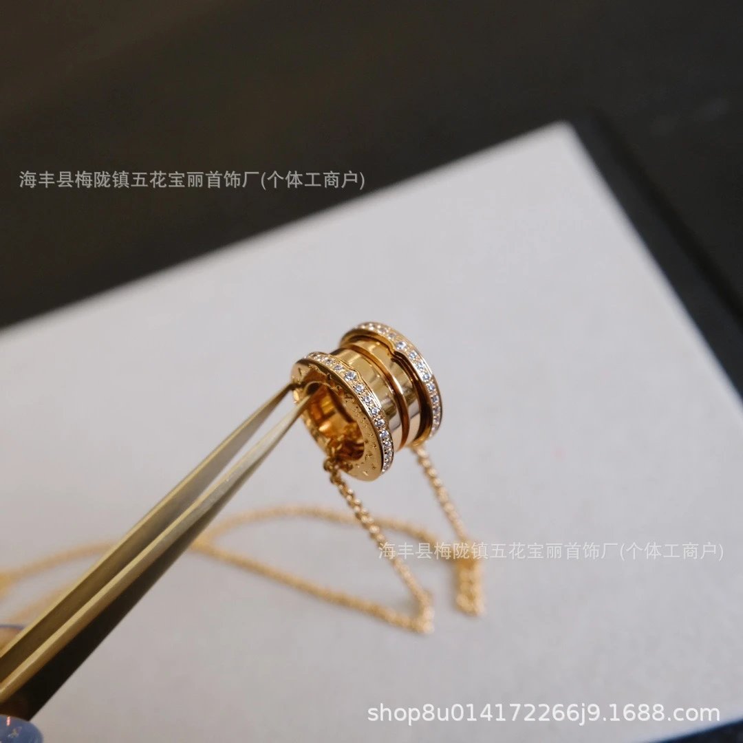 Bvlgari B.zero1 Diamond-Encrusted Gold Necklace Jewelry