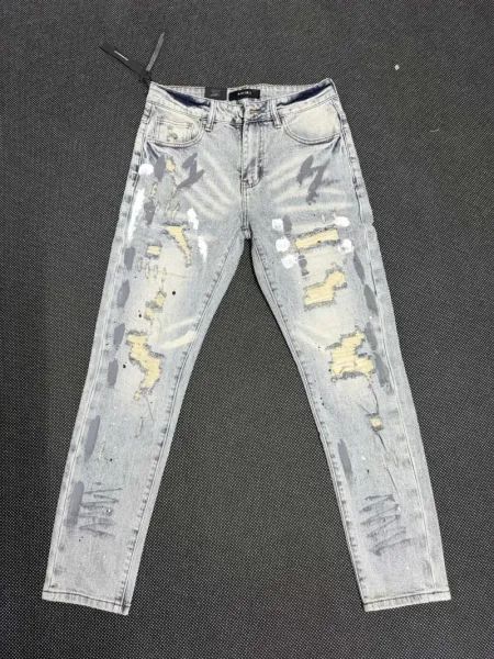 Amiri Embroidered Logo Distressed Slim Fit Jeans - 35