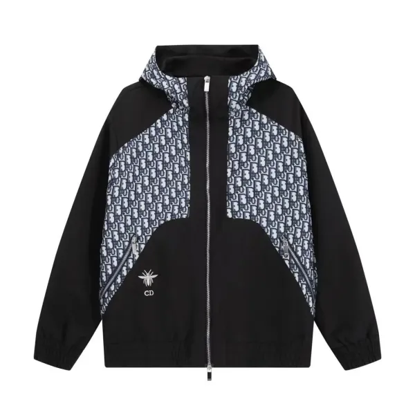 Dior Oblique Print Hooded Windbreaker Navy - 2