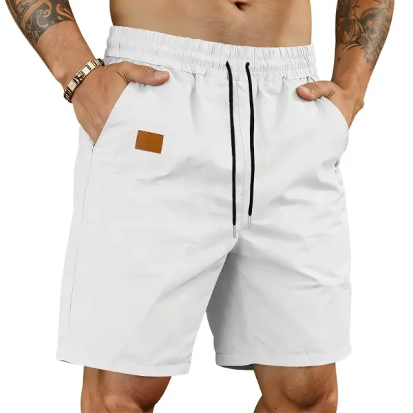 Design Drawstring Waist Shorts Black - 7